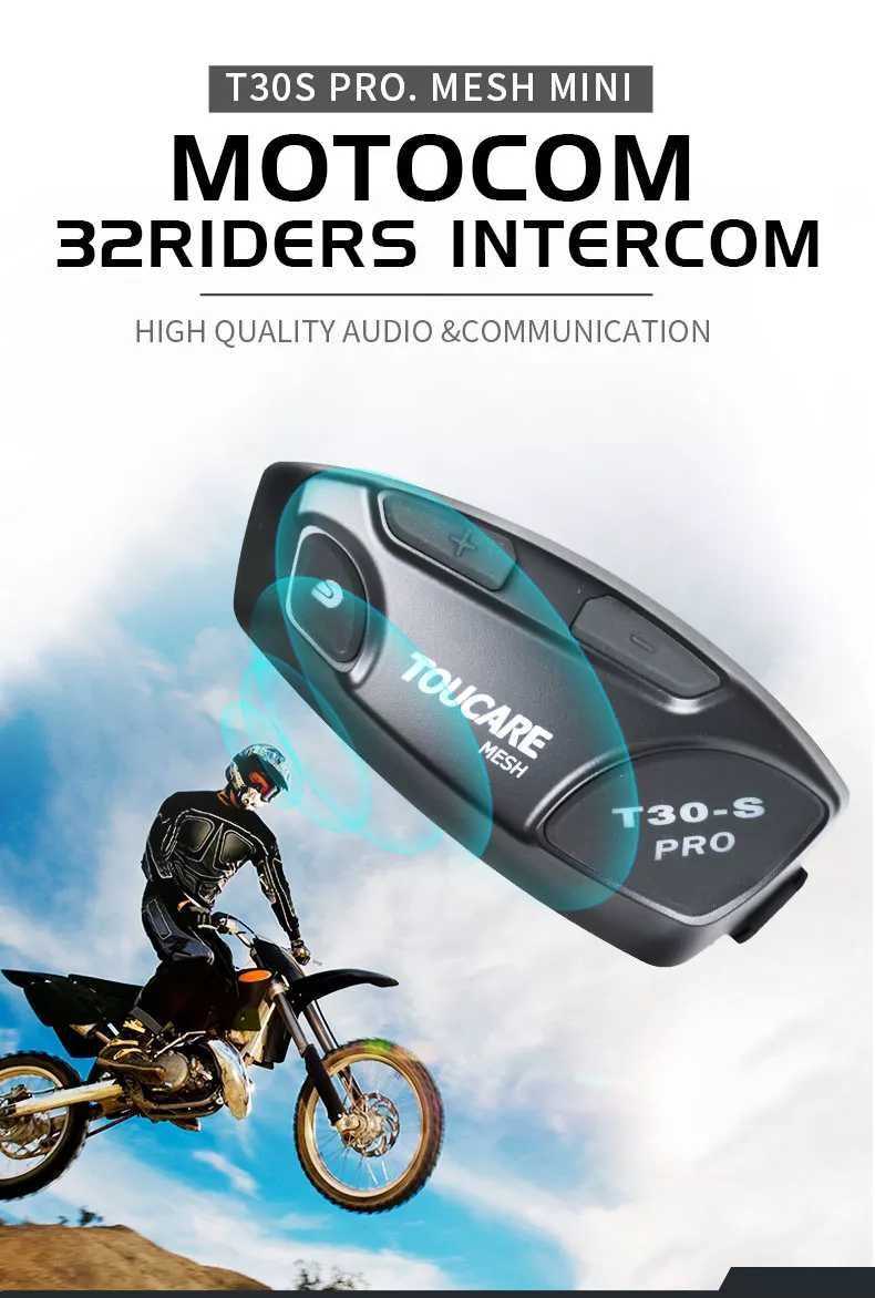 Sistem de comunicare moto  T30-S PRO conferinta 32 rideri Simultan