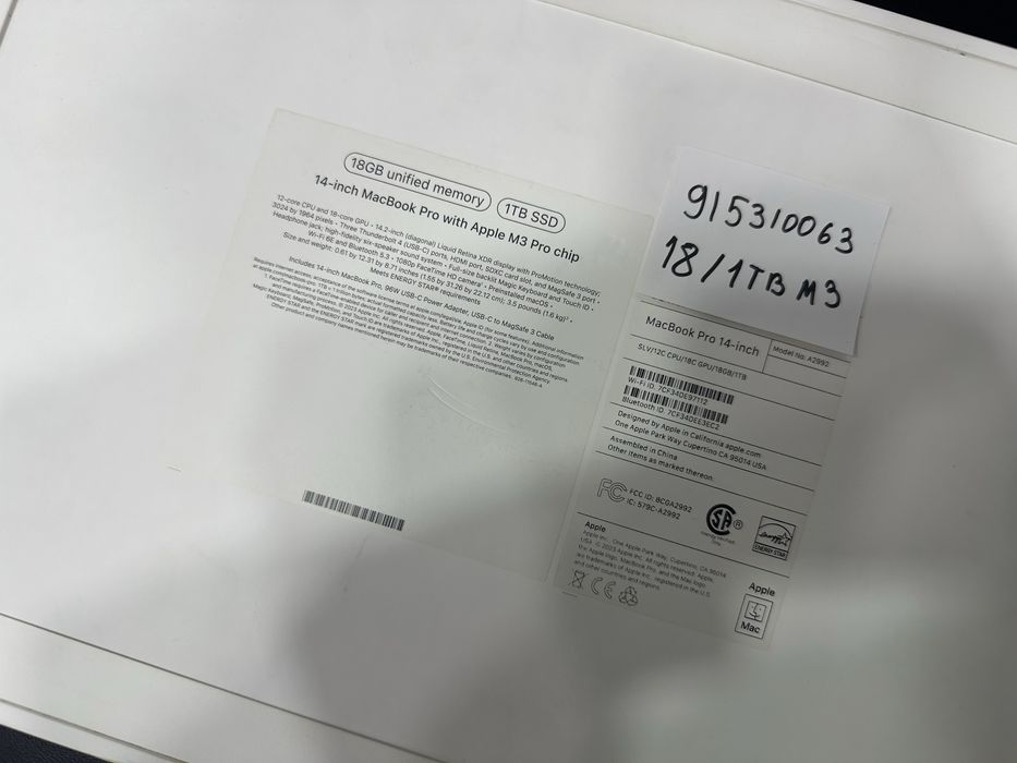 Macbook Pro 14” M3 Pro chip 18/1TB Yangi