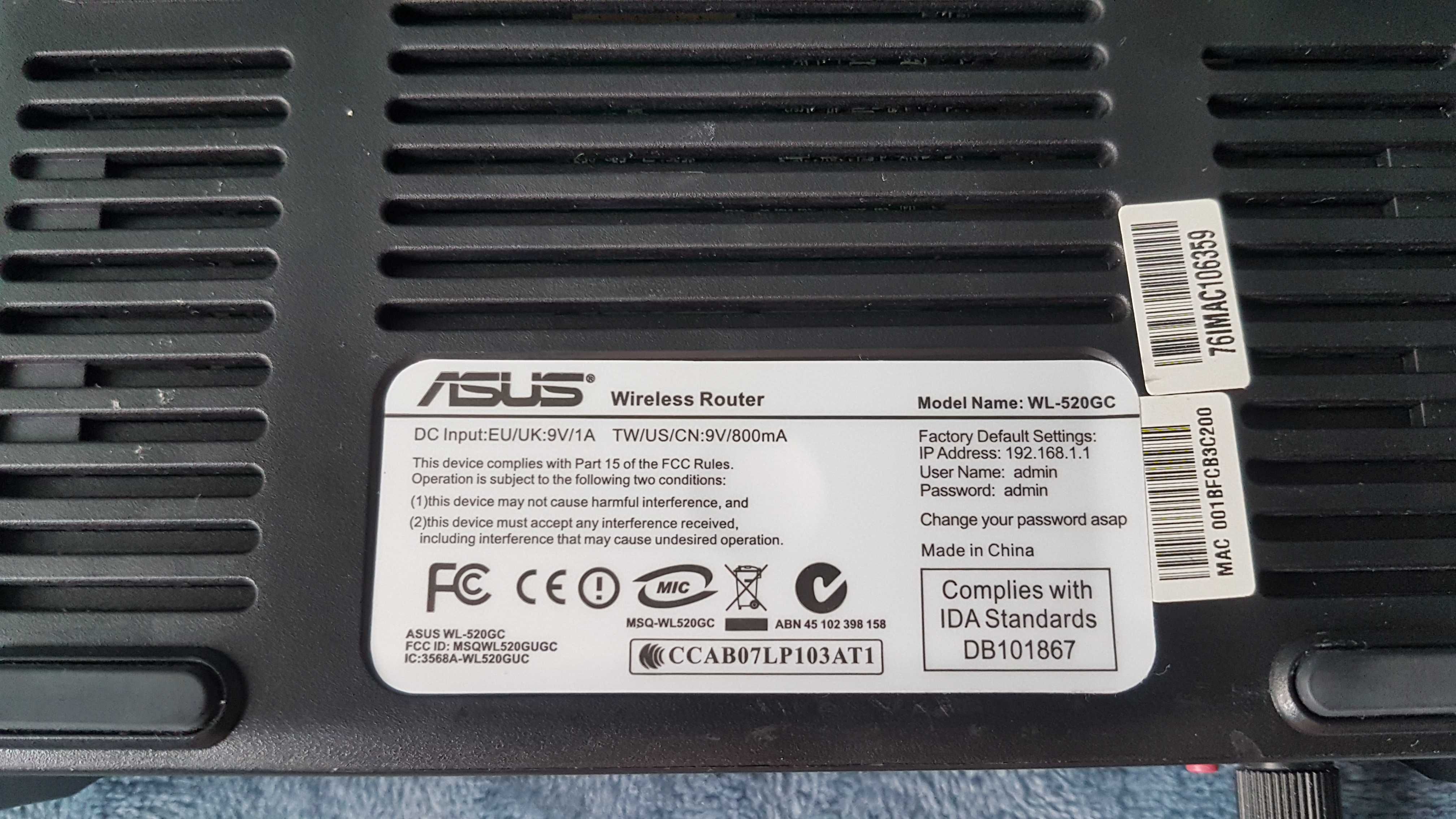 ASUS Wireless Router WL-520GC  125M High Speed