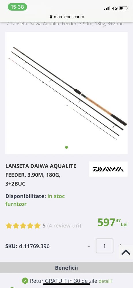 Lansete feeder Daiwa aqualite 3.90/actiune 180gr/extraheavy/noi