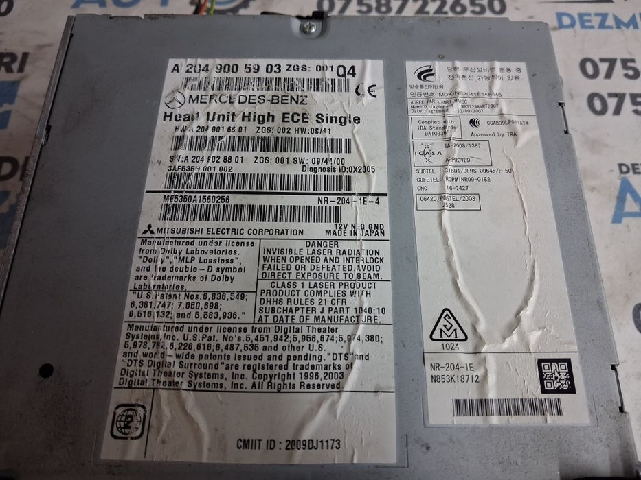 CD Mercedes C Class w204 euro 5