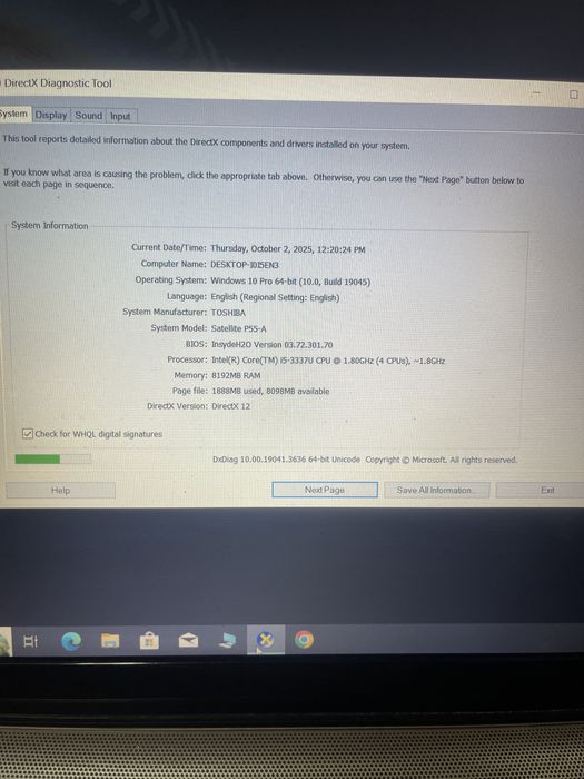 Toshiba game P55/i5/8gb ram