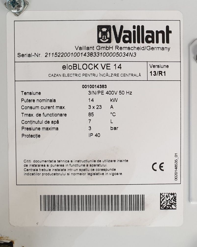 Centrala electrica 14KW Vaillant