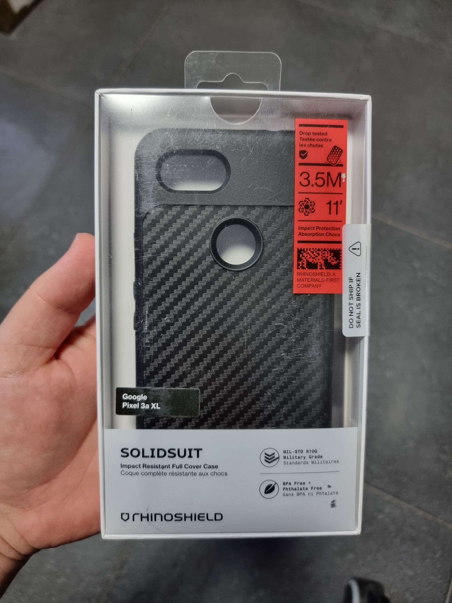 Husa Pixel 3a XL RhinoShield SolidSuit Carbon originala