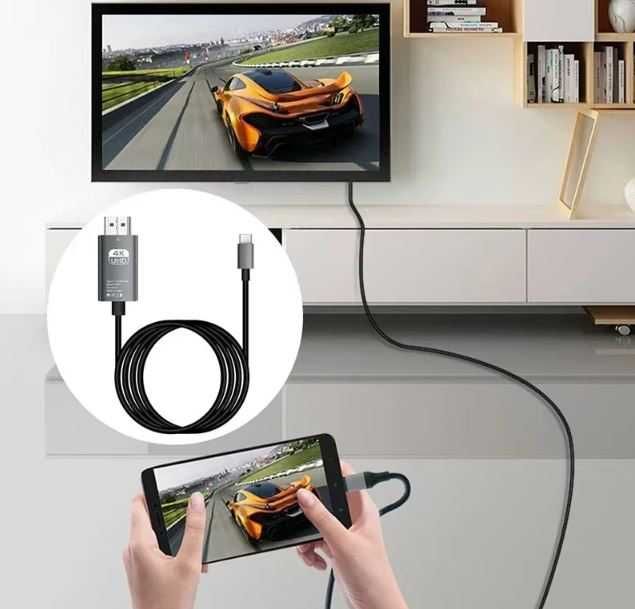 Type C-HDMI прожeкционен кабел за свързване на телефон с телевизор, 2м