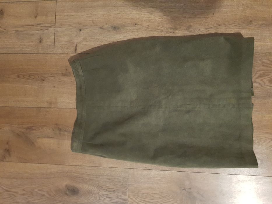 Costum verde kaki din piele intoarsa naturala XS