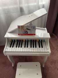 Детско дървено електронно пиано със столче, Hape, бяло