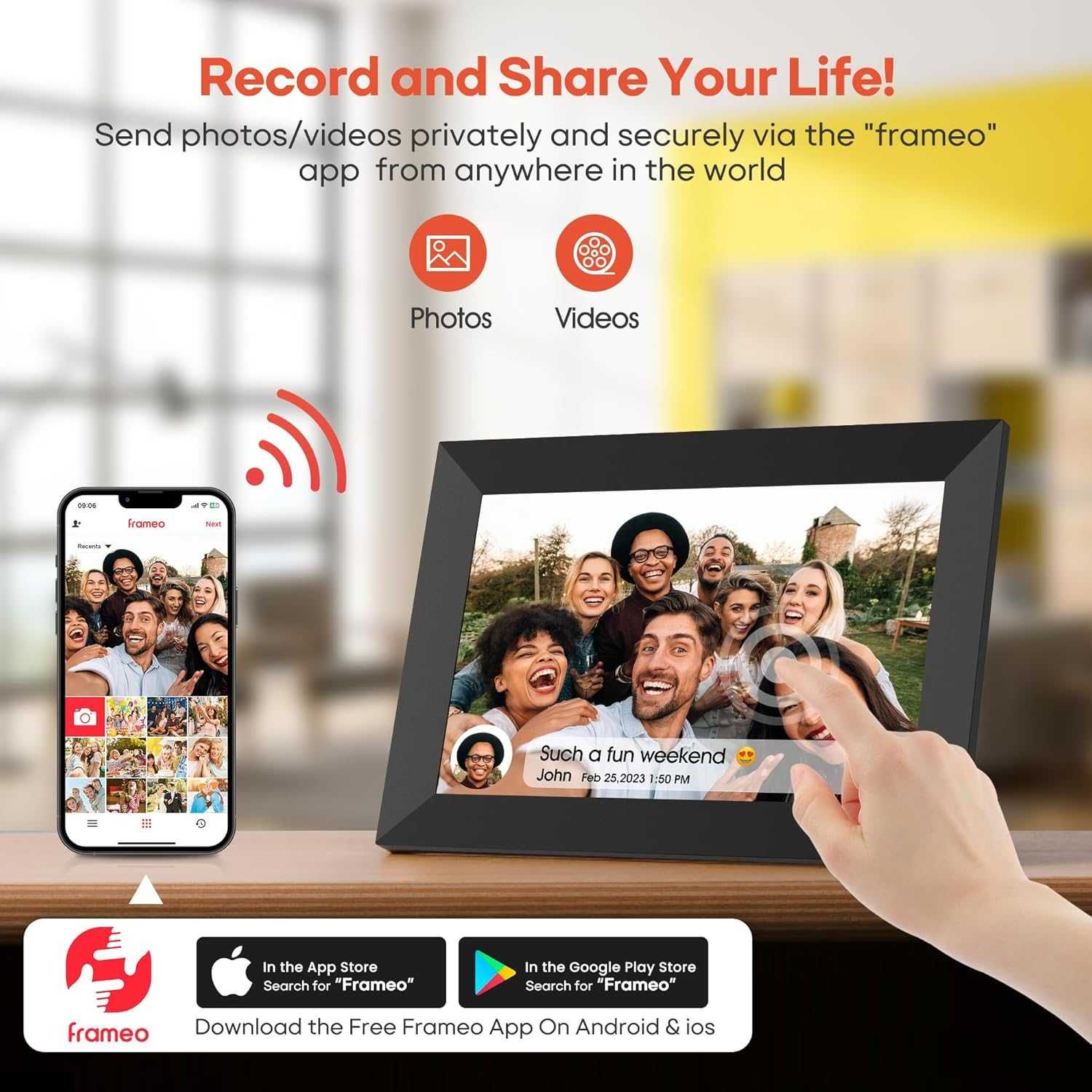 Цифрова фоторамка с меню на БЪЛГАРСКИ Frameo-10.1" WiFi IPS 32GB памет