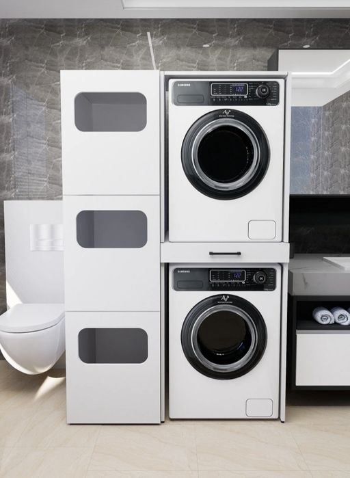 Шкаф за пералня и сушилня с рафтове