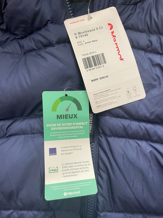 Vand geaca din puf Marmot , unisex, marimea L 8-12 ani arctic navy