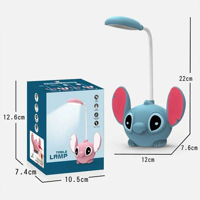 Настолна Лед лампа Лило и Стич LED розова и синя Disney Stitch 3D