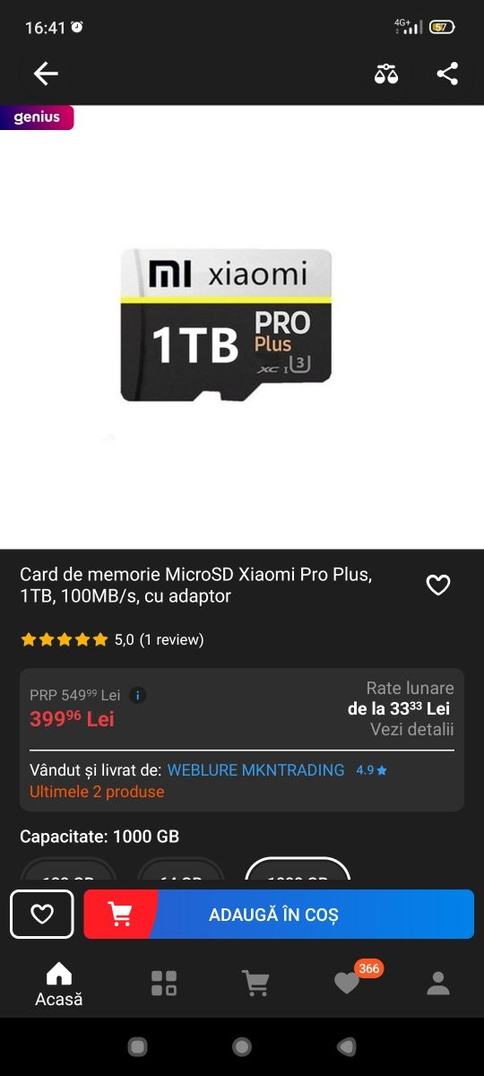 Vand card MicroSD 1TB