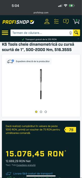 KS Tools cheie dinamometrică cu cursă scurtă de 1", 500-2000 Nm