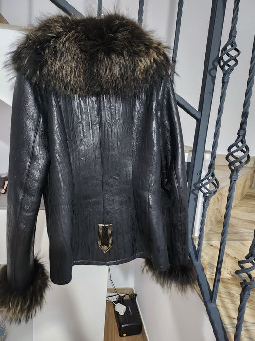 Haina piele cu blana naturala