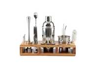 Set Cocktail Shaker Kit 550ml, Suport din bambus, 23 piese