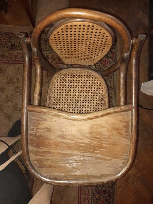Scaun de Bebeluș vintage din Lemn Curbat Art Nouveau Stil Thonet, 1950