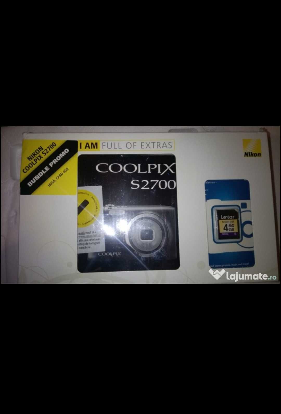 Nikon S2700,cu eroare de obiectiv+incarcator+card 4GB lexar