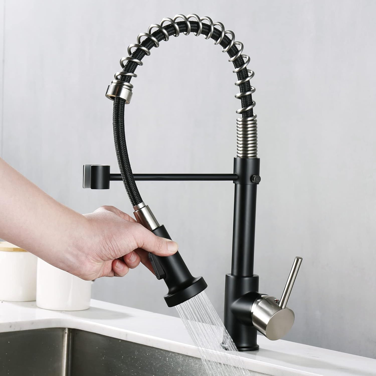 Baterie de bucatarie cu cap retractabil, rotativ 360 grade, Negociabil