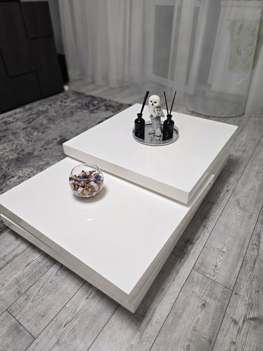 Masa cafea Alb lucios