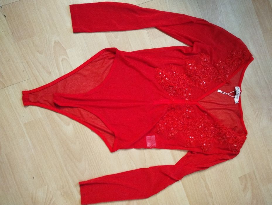 Body nou transparent cu paiete