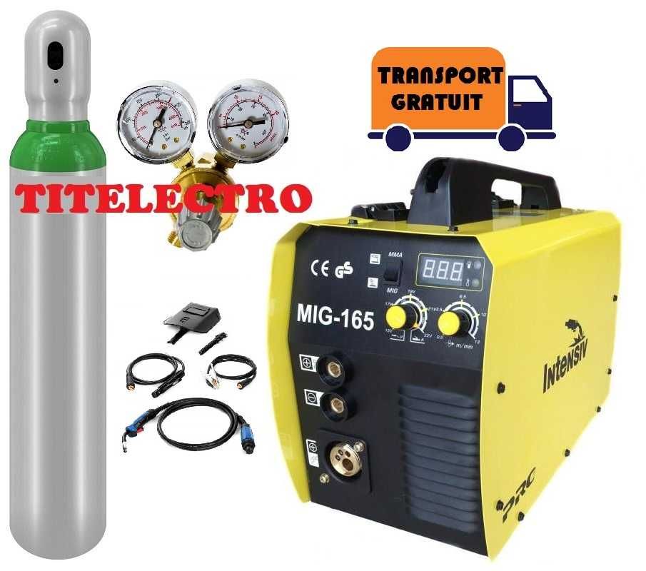 Aparat sudura MIG 165 INTENSIV + butelie 8L plina argon CO2 + ceasuri