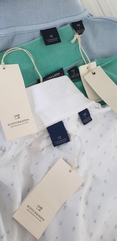 Scotch & Soda Pique Cotton  M - L НОВО ОРИГИНАЛ Мъжки Тениски - 3 Броя