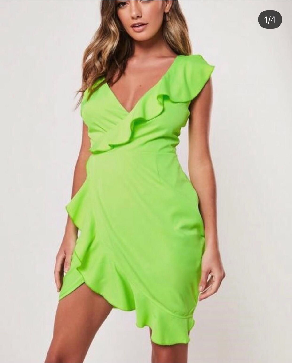 Rochie dama scurta MISSGUIDED verde neon NOUA mar 36