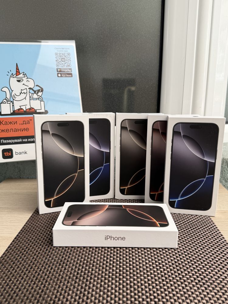 НОВ! *ЛИЗИНГ* iPhone 16 Pro Max Black Natural White Desert Titanium