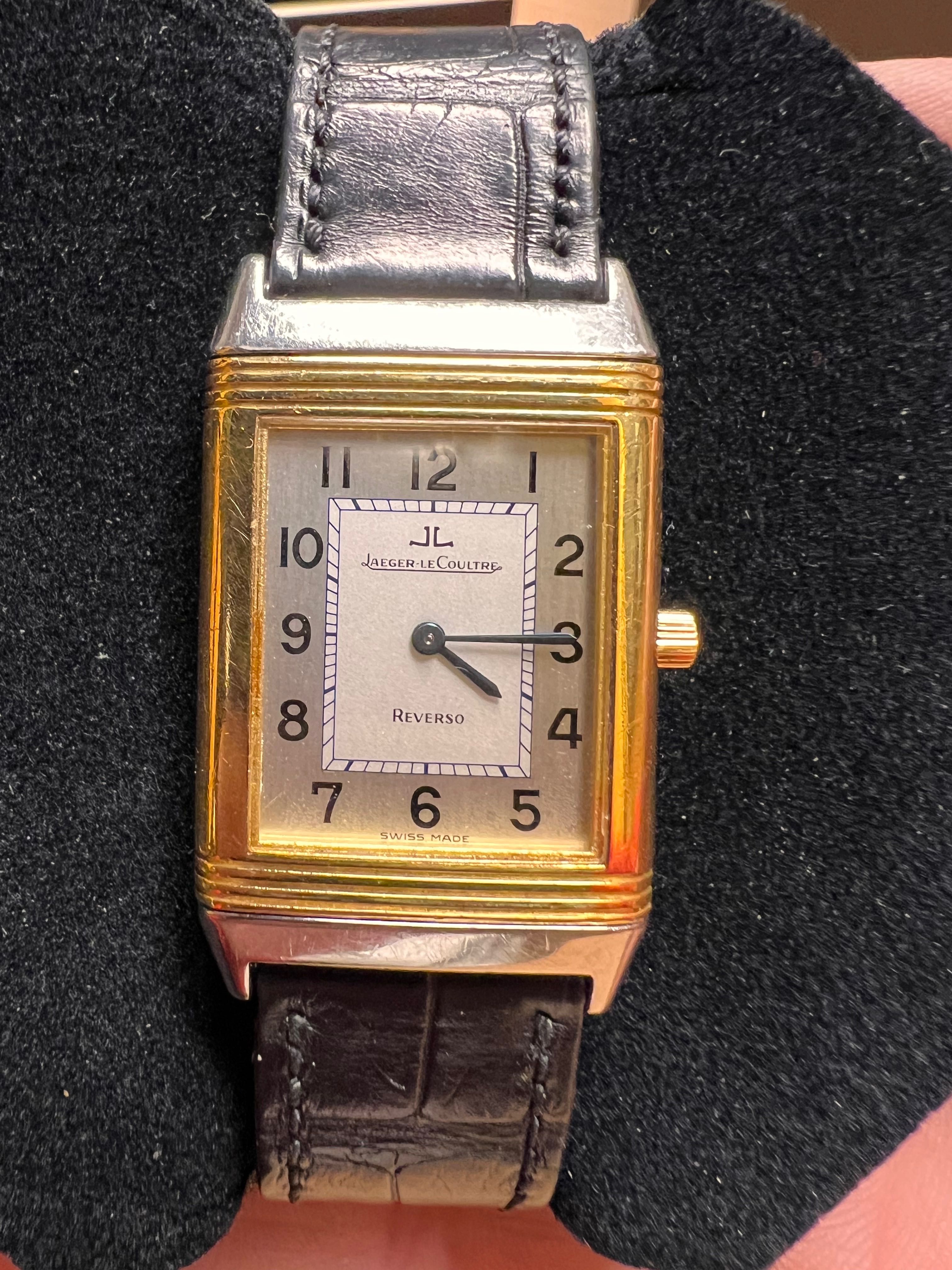 Jaeger LeCoultre Reverso Classique, Aur-oțel cu certificat aut.