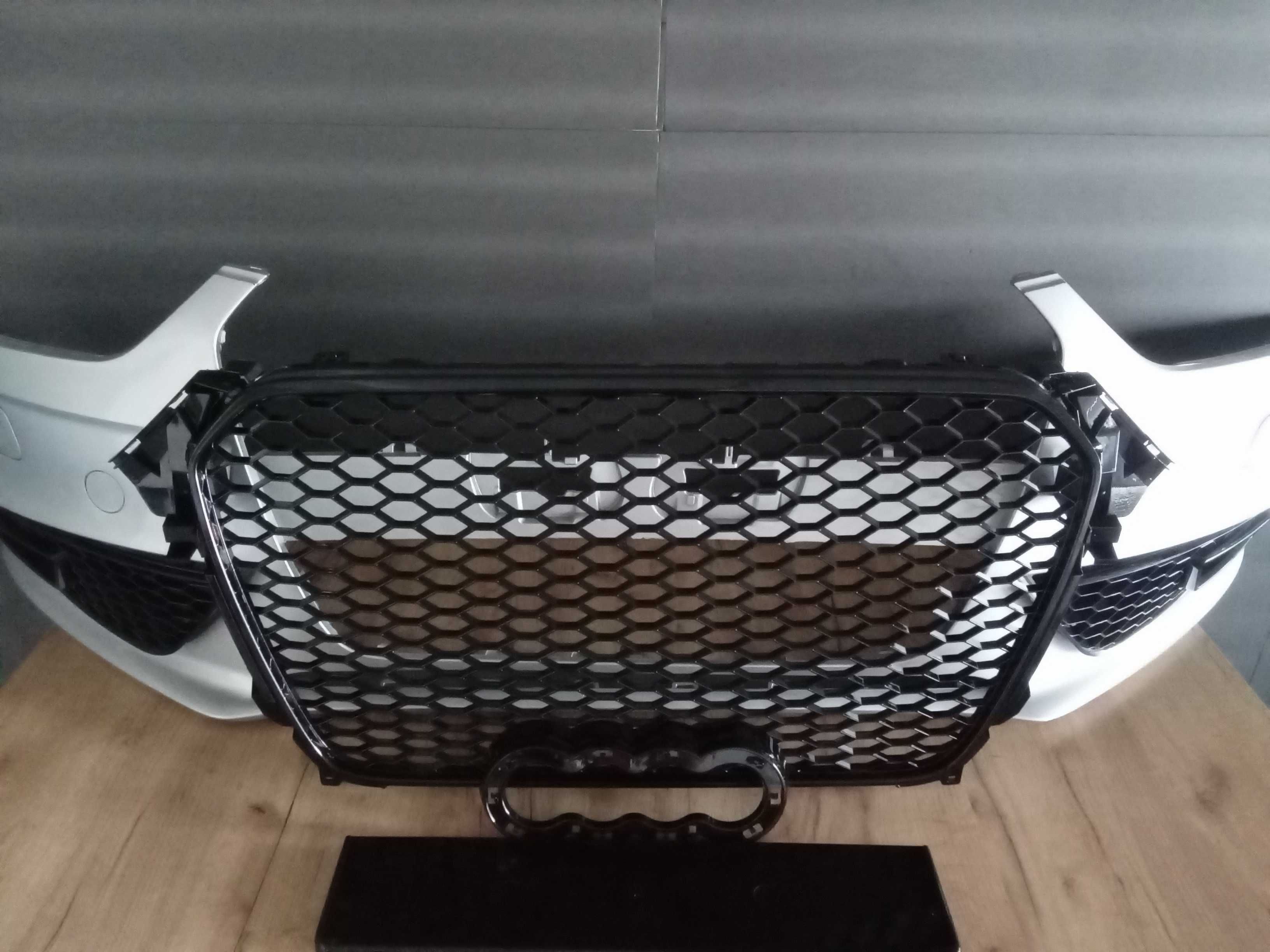 Pachet bara fata + grile fagure lucios Audi A4 B8.5 11-14 Gri LX7W