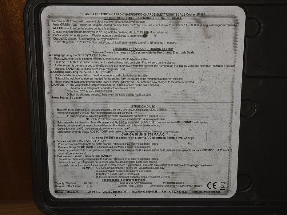 Cantar digital pentru freon / agenti frigorifici