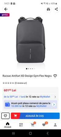 Rucsac Antifurt XD Design Gym Flex Negru -NOU cu eticheta