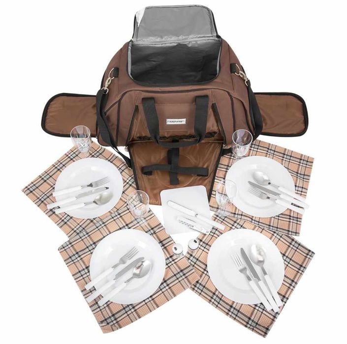 Пикник чанта за четирима с прибори