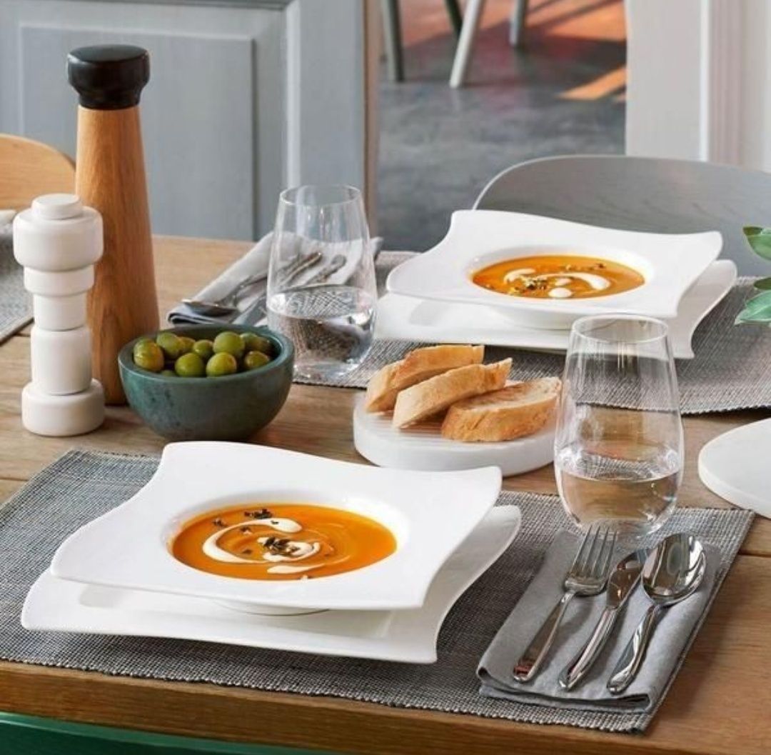 Set complet pentru masa 40 de piese Villeroy&Boch, portelan alb
