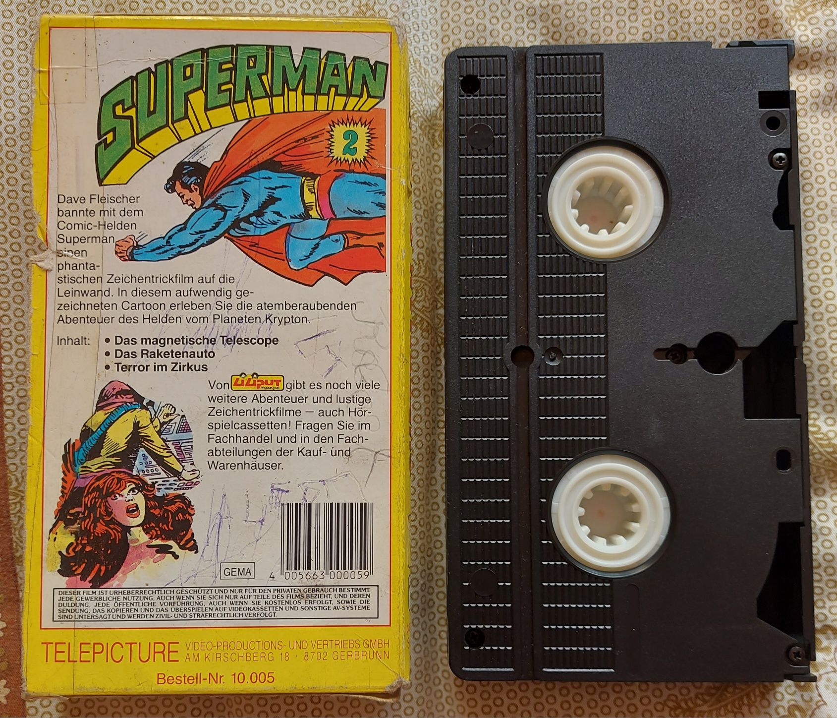 Caseta video Veche 1985 VHS desen animat SUPERMAN 2 Liliput Produktion
