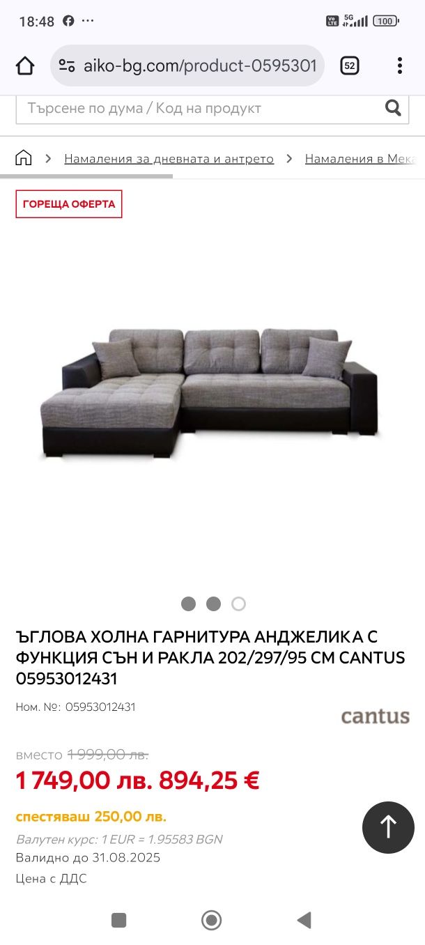 Разтегателен холов диван