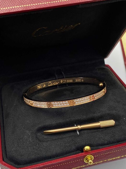 Brățară Cartier LOVE 19 Rose Gold 585 model slim full diamond