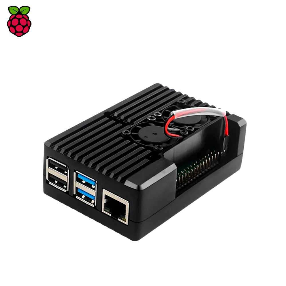 Алюминиевый корпус с кулером охлаждения - для Raspberry Pi 4B