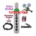 Butelie tub Corgon Argon + CO2 8 litri PLINA + ceas + sarma 0.8mm 1kg