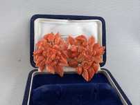 Cercei din aur 14 k si coral natural