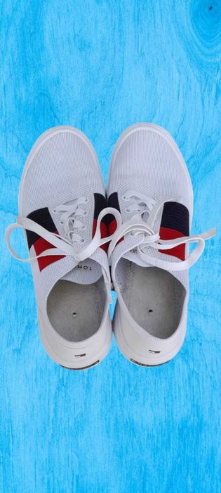 Tenisi Lightweight Knit Flag Sneaker, Tommy Hilfiger, Alb
