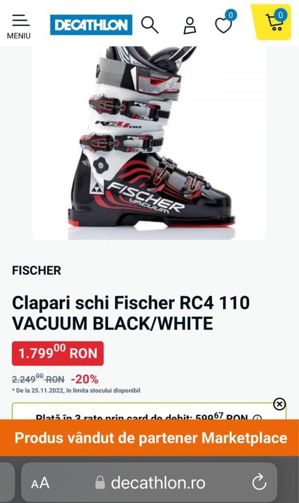 Clapari fischer vacuum rc4 marimea 27.5
