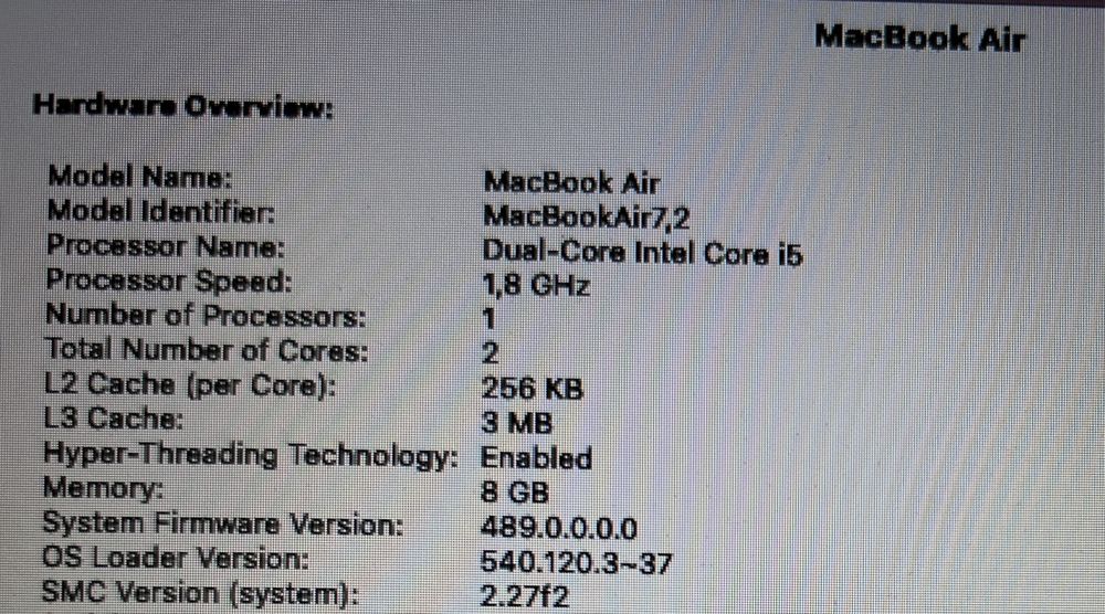Macbook Air 13” 2017