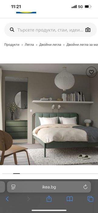 Тапицирана спалня с матрак - Икеа 160х200см.