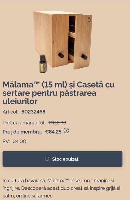 Malama 15 ml plus caseta cu sertare pentru uleiuri doTERRA