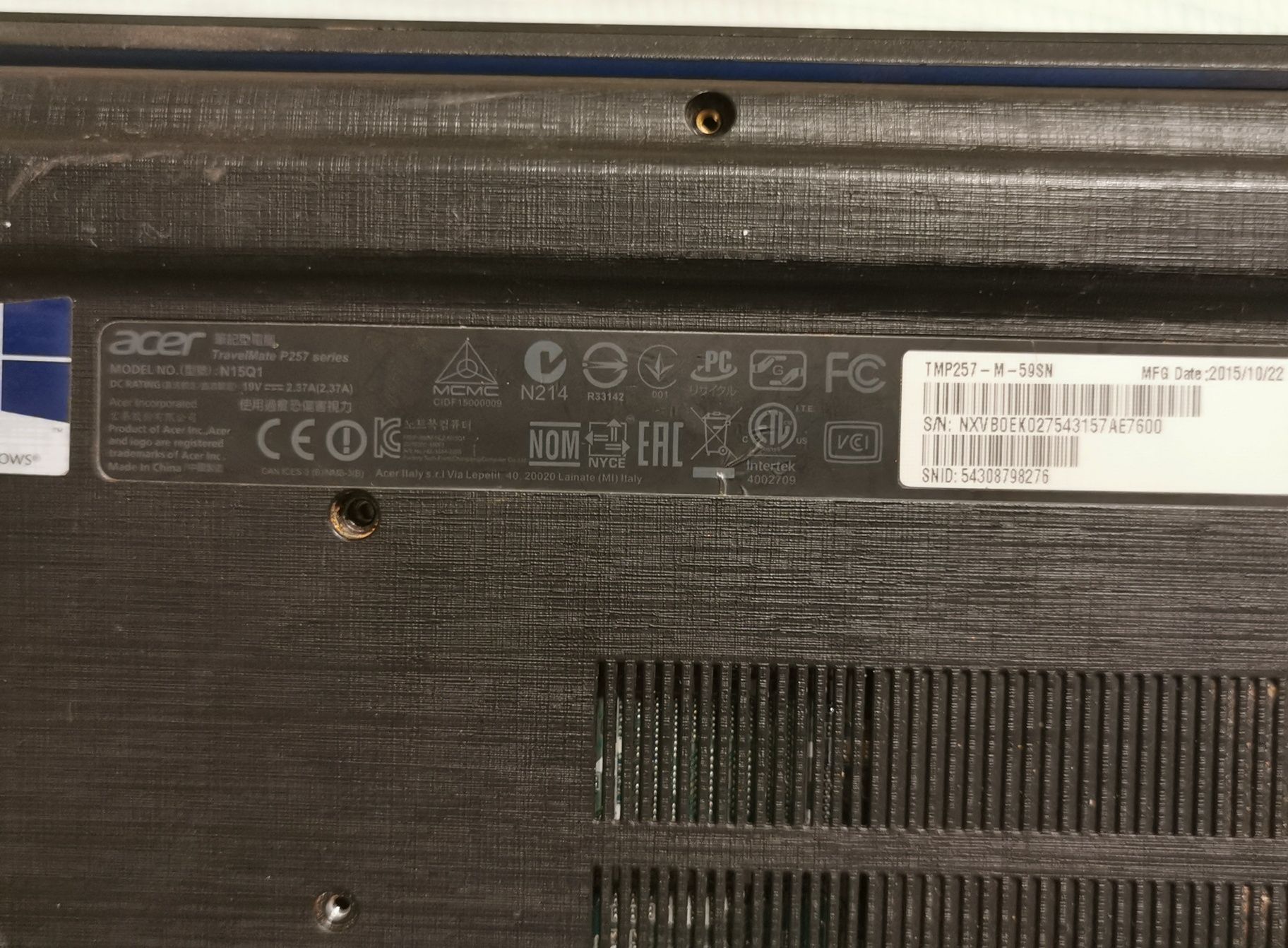 Laptop Acer TravelMate P257-M, Intel Core i5-4210U, 8GB RAM 
Memorie R
