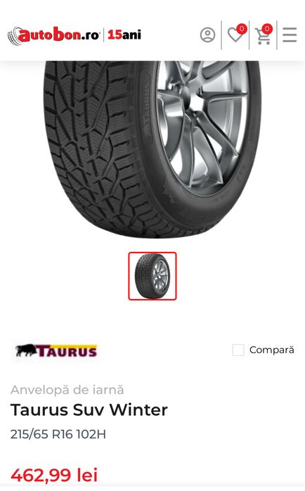 Vand 4 anvelope 215 65 16 iarna Taurus !  DOT 2022 ca noi !
