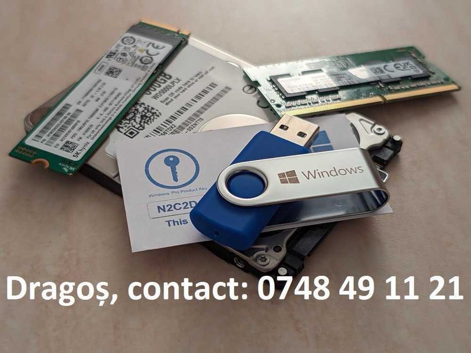 Stick-uri noi nouțe cu Windows XP, 7, 8.1, 10, 11 Pro. Licență retail.