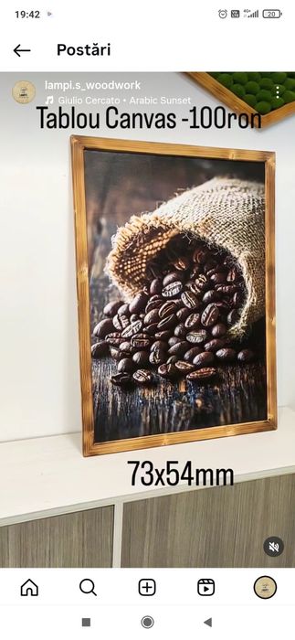 Tablou Canvas cu rama lemn