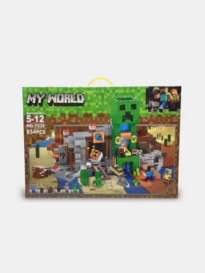 Лего Майнкрафт My World мобы злодеи, герои шахтеры и шахта криппер